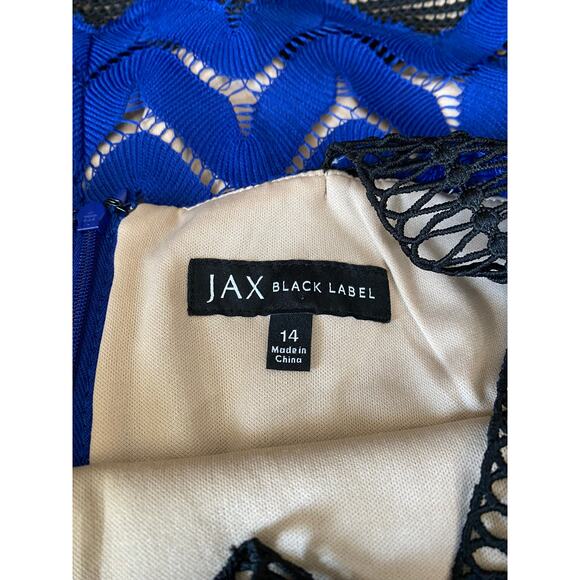 Jax Black Label Chevron Knit Illusion Midi Dress Cobalt Blue 14 - Picture 13 of 16